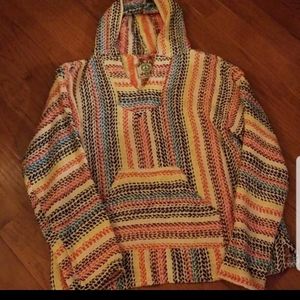 Colorful woman's XXL knit hooded sweater